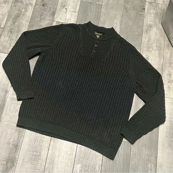 Vtg 80s 90s Eddie Bauer Grandpa Gray 1/4 Button 100% Cotton Oversize Sweater XLT - Picture 7 of 10